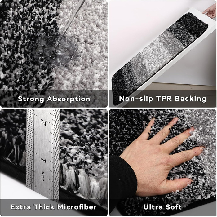 Набір для ванної кімнати 17 предметів: аксесуари для ванної, сміттєвий бак, дозатори мила, тримач для зубних щіток, 6 дерев'яних гачків, аксесуари для кухні та ванної (Чорний, Комплект для ванної + штора для душу + килимок для ванної + рушник для ванної)