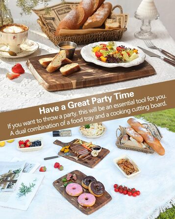 Набір дерев'яних обробних дощок XINZUO з акації (35x25x2.6 см) з антиковзаючими ніжками та соковидною канавкою