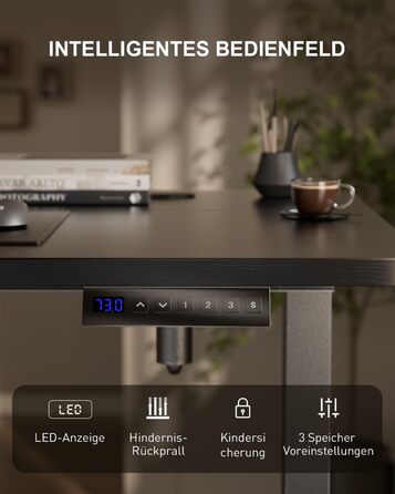 Регульований стіл з підняттям USB-портами та розеткою, 100 x 60 см. Електричний стіл, комп'ютерний стіл з пам'яттю 3-ох функцій, білий колір (чорний, 100 x 60 см)