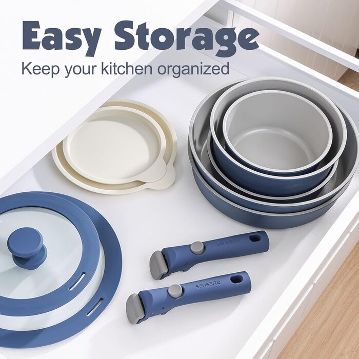 Набір посуду SENSARTE з керамічним покриттям, 17 предметів. Антипригарне покриття, підходить для всіх плит, безпечний (без PFAS, PTFE, PFOA, PFOS).