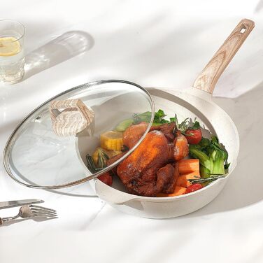 Набір каструль та сковорідок VEVOR з нержавіючої сталі (19 предметів) з кришками з термостійкого скла, антипригарне покриття, для кухні та кемпінгу, підходить для приготування соусів, тушкування та варіння (білий)