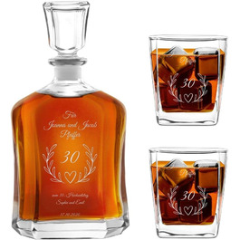 Віскі-карафа Maverton з гравіюванням + набір келихів (2/4/6 шт.) - 700 мл - ідеальний подарунок для молодят