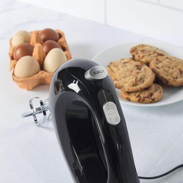 Ручний міксер Progress EK5901PVDE - Електричний ручний віночок з 5 налаштуваннями швидкості, функцією виймання для легкого очищення, для тіста для печива, тіста для тортів, млинцевих сумішей, 250 Вт, чорний