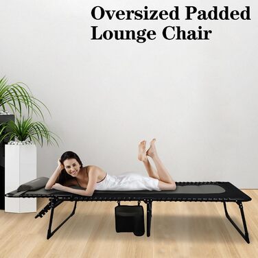 Велике розкладне шезлонге для саду: Outdoor, XXL, 5 положень спинки, до 150 кг, з подушкою та кишенею, 200x68 см, сірий