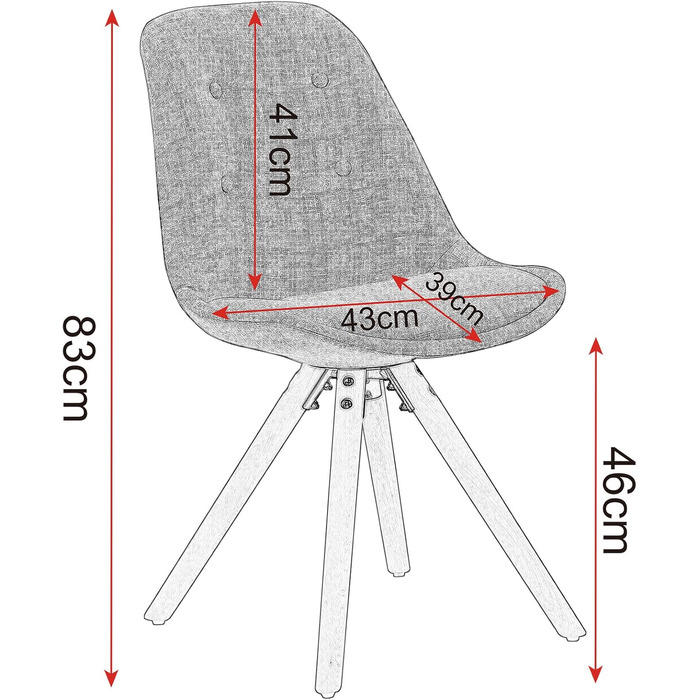 Набір обідніх стільців Woltu 4 шт., стиль скандинавський, сірий, з м'яким сидінням з льону, для кухні та вітальні