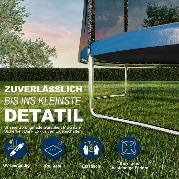 Батут JUMMICO вуличний Ø 183/228/305/366/427 см, сертифікат GS, для дітей з драбиною та кишенею (183 см, синій)