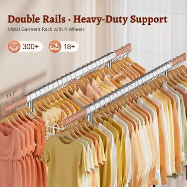 Стійка для одягу на колесах FAVOOOSTY, металева, мобільна, до 200 кг, швидка установка, біла, 2 стяжки