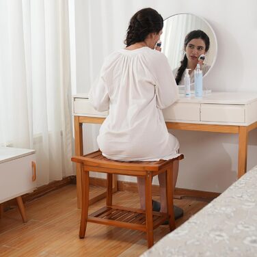 Трон для душу Utoplike з місцем для зберігання, дерев'яний табурет у ванну кімнату з ручками, коричневий, з текового дерева