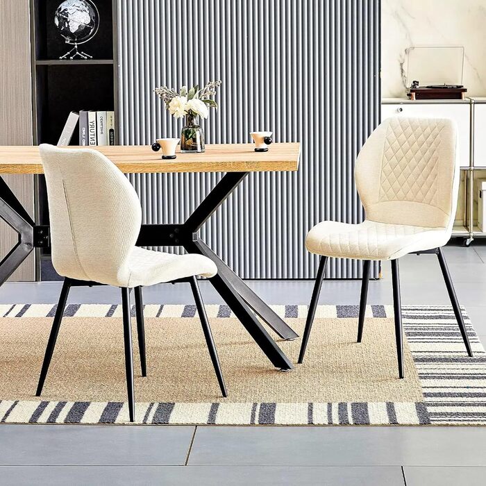 Набір обідніх стільців 6 шт., обідні стільці для кухні, вітальні, спальні, ресепшен, ергономічні, з м'яким сидінням, бежеві