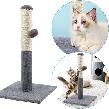 Котячий когтеточка Кінсіндер для кішок, натуральне котяче когтеточка з сизалю, котячий когтеточка з сизалевим стеблом і іграшковим м'ячем