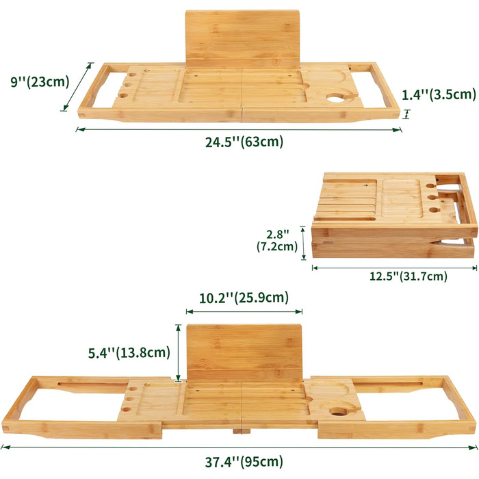 Підставка для ванни Utoplike з бамбука - органайзер для ванни з регульованою шириною (63-95 см)