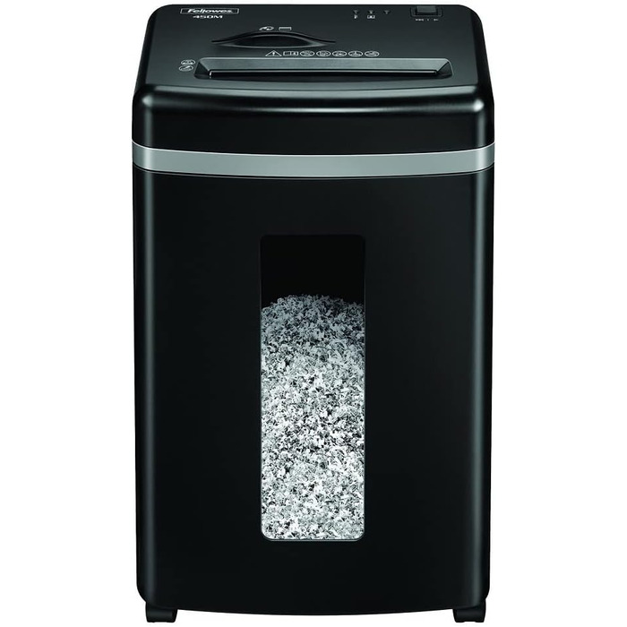 Fellowes Aktenvernichter High Security 9 Blatt: Шредер Fellowes High Security 9, для офісу та дому, Powershred 450M, 19л кошик, тихий, 2000+ частинок/A4, знищення CD