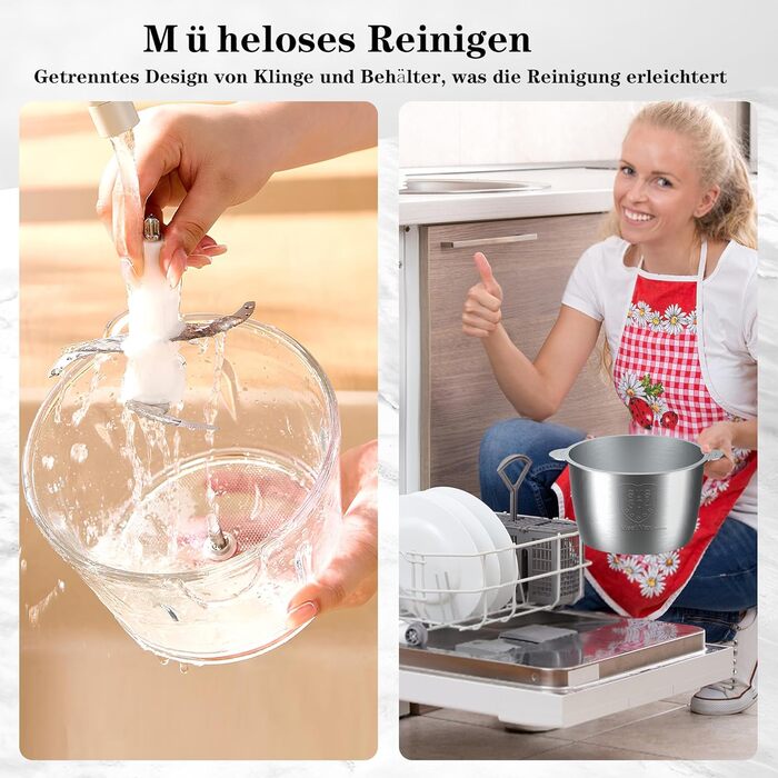 Електричний подрібнювач для кухні [500W] з нержавіючою сталлю, 2L чаша (скло+нержавіюча сталь) – кухонний комбайн для дитячого харчування, м'яса, овочів, цибулі (мідний двигун)