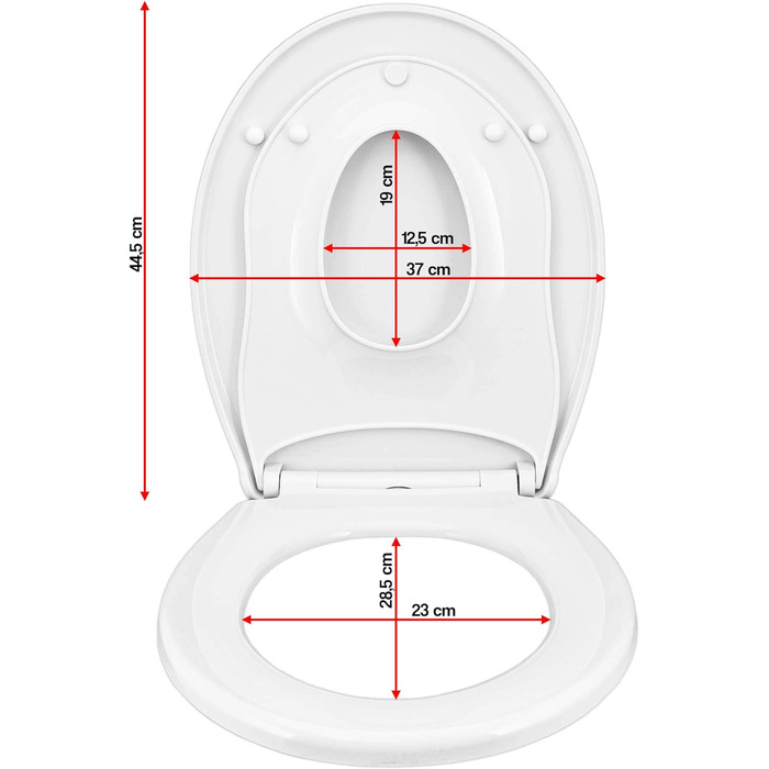 Сидіння для унітазу banjado Family з механізмом плавного закриття 44x37 см з повітряними кульками - сидіння для унітазу з дитячим сидінням з високоякісного поліпропілену - універсальне сидіння для унітазу з дитячим сидінням інтегроване білого кольору з ди