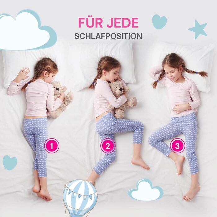 Подушка MemoDream Junior від VITAPUR для дітей, 30x50x9 см, Memory Foam, гіпоалергенна, м'яка, пральна, Ökotex-100, від 3 років