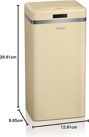 Сміттєве відро Swan Retro SWKA4500CN з автоматичним відкриванням, 45 л, метал, кремовий колір, вінтажний дизайн