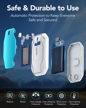 Електричні грілки для рук PHEJIE 2 шт. з 3 режимами нагріву, портативні, для активного відпочинку, кемпінгу, гольфу, подарунок для жінок та чоловіків (синьо-білі)