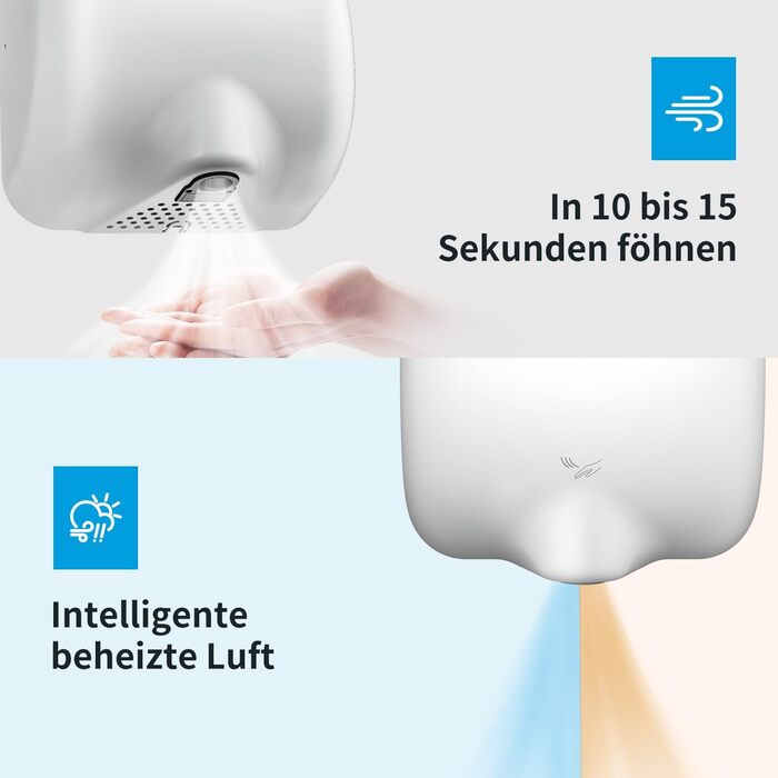 Електричний сушар для рук AIKE AK2800B ECO з сенсором, HEPA-фільтром та з нержавіючої сталі, 10-15 сек сушіння