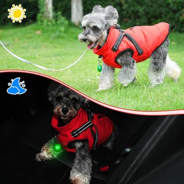 Зимова куртка для собак HezzLuv, водонепроникна, флісова підкладка, розмір M, червона