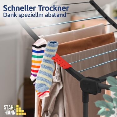 Сушарка для білизни STAHLMANN® з площею сушіння 18 м² - розкладний сушильний бак [Вироблено в ЄС] 1,05 м - ідеально підходить для довгих речей, економія місця