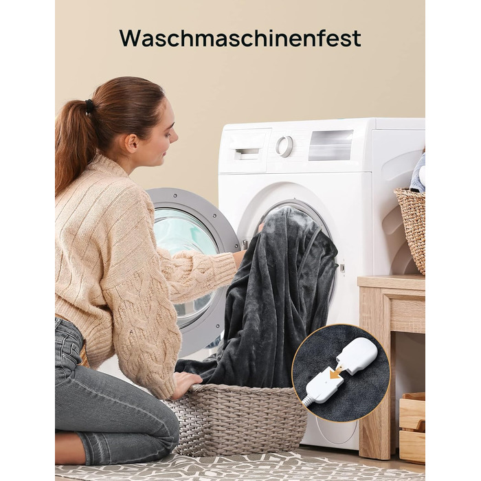 Електрична ковдра Evajoy з автовимкненням, 180x130 см, 7 режимів нагріву, таймер 9 годин, захист від перегріву, фланель, швидкий нагрів, пральна, для дому та офісу