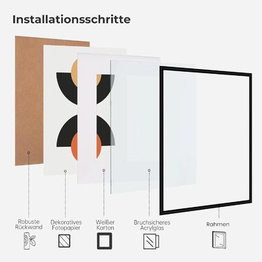 Набір фоторамок 5er Bilderrahmen DIN A4 з плексигласом для фото та портретів: рамка для встановлення та підвішування