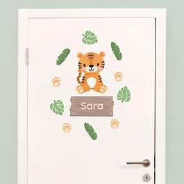 Наклейки на двері для дитячої кімнати - тварини джунглів Лев (тварини джунглів тигр)
