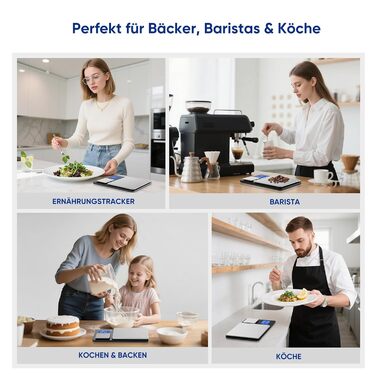 Цифрова кухонна вага 15 кг / 0,01 г, високоточна вага з двома дисплеями, функцією підсумовування та тарування, 7 одиниць вимірювання, для приготування їжі та випічки, з батарейками K600H