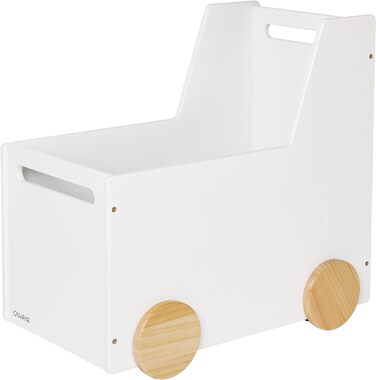 Дерев'яна коробка для іграшок ONVAYA Ходунки для немовлят з гумовими колесами Низький рівень шуму Можливість налаштування Легко збирається (білий)