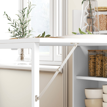 Складний обідній стіл для маленьких приміщень з 4 непомітними полицями, розкладний кухонний стіл, захист від перекидання, білий