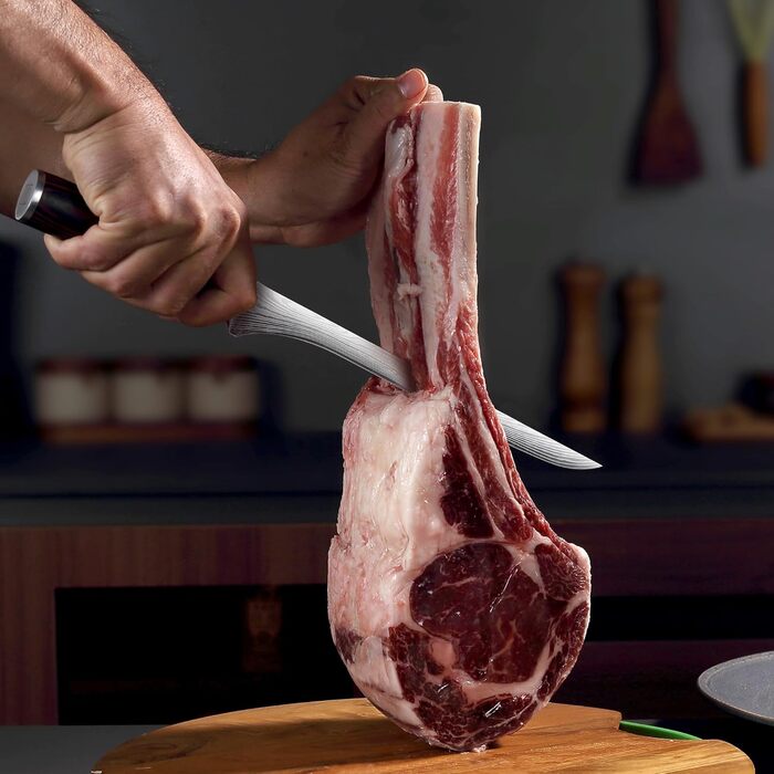 Набір кухонних ножів Paudin 7 предметів з дерев'яним блоком, професійний набір ножів для кухні, високоякісні ножі з ABS ручками