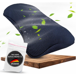 Подушка для ванни з сіткою для прання - Максимальний комфорт та розслаблення з новітньою технологією Air Mesh - Подушка для ванни з 4 міцними присосками - Подушка для шиї/голови (темно-синій)