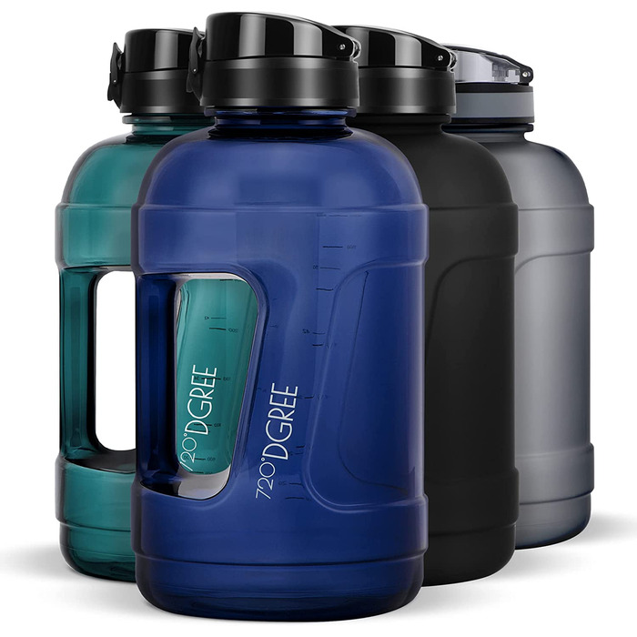 Пляшка для пиття для фітнесу 720D з ручкою глечик для пиття - - без BPA, герметична - велика пляшка для води XXL для занять спортом, тренажерного залу, тренувань - пляшка для фітнесу, спортивна пляшка, пляшка для спортзалу (2300 мл, 01 Сапфір Синій-Синій 