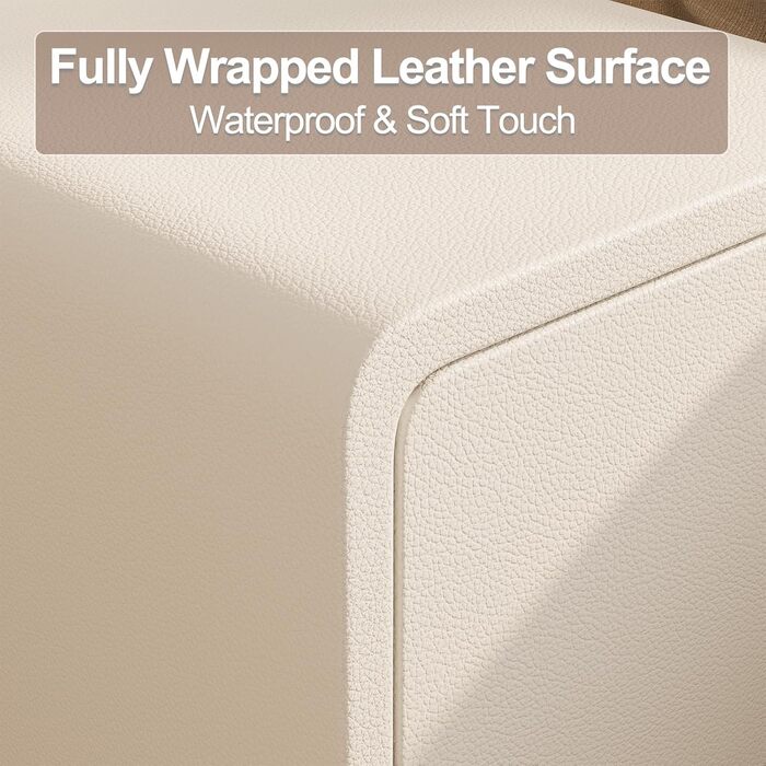 Нічний столик AQIMUELE, білий, з 2 шухлядами, 30 см, без встановлення, шкіряна поверхня