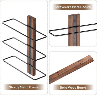 Настінна вітрина для вина B4Life на 12 пляшок, метал та дерево, чорний колір, для кухні, їдальні, бару