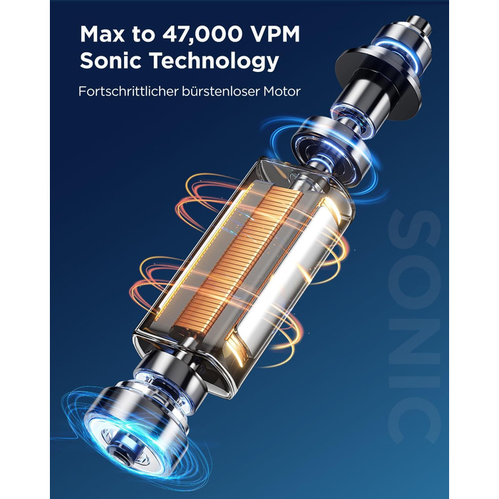 Електрична зубна щітка звукового типу для дорослих та дітей, 5 режимів чищення, 3 інтенсивності, таймер, 8 насадок, чорна, 1 шт.