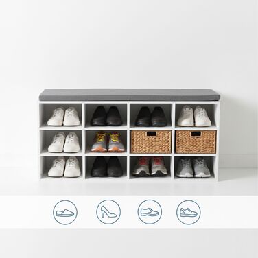 Підставка для взуття Relaxdays з м'яким сидінням та відкритими полицями