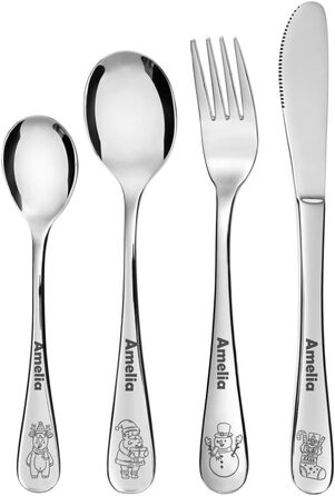 Дитячий набір столових приборів Kinderbesteck з гравіюванням імені (для подарунка на Різдво)