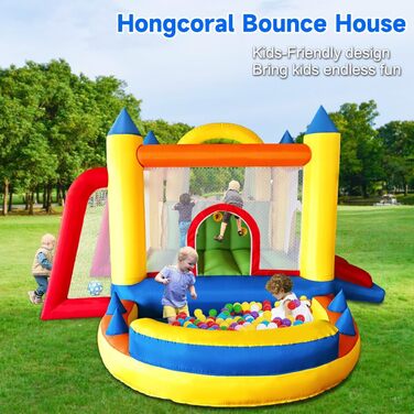 Надувний батут для дітей з насосом, міцний матеріал, для 3-4 дітей, 315x245x194 см (QCPY)