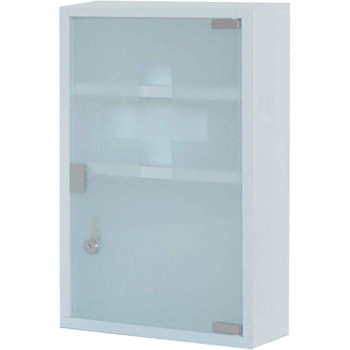 Металевий медичний шафчик Style Home з 3 відділеннями, з замком, 45x30x12 см, білий. Аптечка, шафка для ліків, аптечка першої допомоги з скляними дверцятами та замком