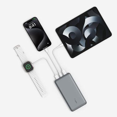 МАг, USB-C/USB-A, для iPhone, Galaxy, Pixel, iPad Space Grey, 20K Power Bank, 20 000