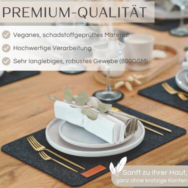 MAHEWA® Преміум-комплект з 6 фетрових серветок для столу (6 шт.) - антиковзаючі, миючі, для посуду