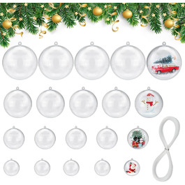 Різдвяні кулі акрилові кулі Пластикові кулі прозорі ялинкові кулі 6/5/4/3 см Декоративні кулі зі штучної тканини, 40 шт.
