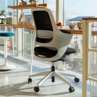 Ergotopia WellBack: Ергономічне крісло для офісу та дому, Made in Germany, з підтримкою попереку та синхро-механізмом, білий каркас, сірий колір