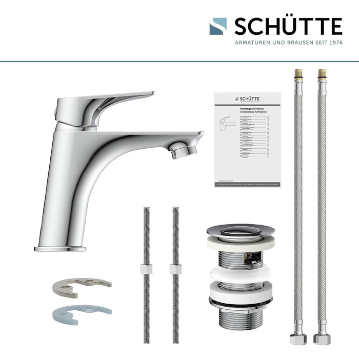 Змішувач для ванної кімнати Schütte Boston, хром, одноlever, з набором для зливу, для умивальника | Schütte