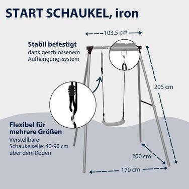Дитяча гойдалка Hudora Start зі сталевим каркасом та сидінням - міцна, безпечна, для саду