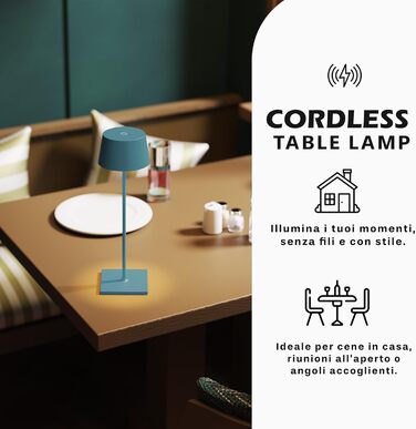 LED настільна лампа Palmina 842 з диммуванням, акумулятор 4400mAh, IP54, для дому та саду, блакитна