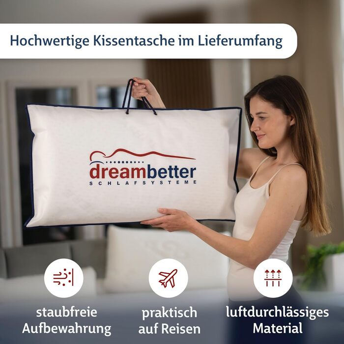 Ортопедична подушка для шиї FMP Matratzenmanufaktur з віскоеластичної піни, 70x36x8.5 см, біла