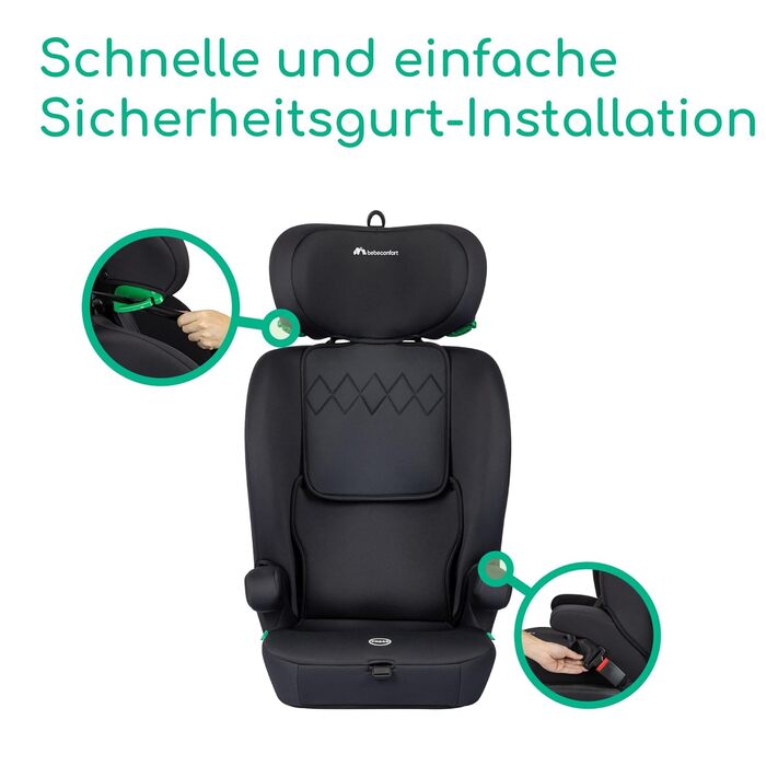 Автокрісло Bebeconfort Ever i-Safe 9-36 кг, 15 міс. - 12 років, 76-150 см, R129, захист від бокового удару, 11 положень підголівника, інтегровані підлокітники, Full Black