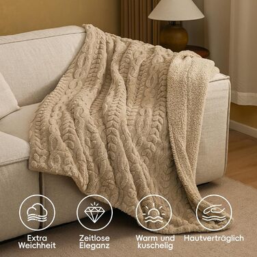 Плед Sherpa Fleecedecke: теплий, м'який, оксамитовий плед 152x203 см, сертифікат Oeko-Tex®, Khaki